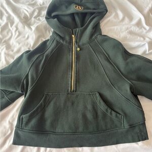 lululemon athletica Dark Green Half-Zip Hoodie with Gold Accent